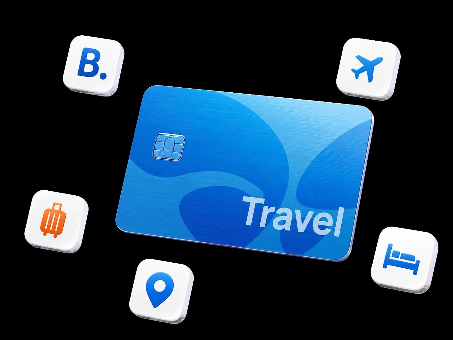 Карта Aifory Travel с иконками Booking, самолёта, отеля, багажа и геометки